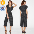 Black And White Pinstripe Tie Taille Overall OEM / ODM Herstellung Großhandel Mode Frauen Bekleidung (TA7009J)